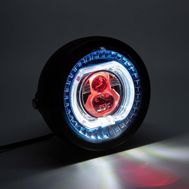 BENEALL Motorcycle Headlight 5.75 inch Round LED with Mounting Brackets Assembly, Front Headlamp with DRL High/Low Beam for Cafe Racer E-bike Bobber Chopper (style C) - Image 3